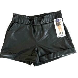 Rewash vegan leather shorts black cuffed elastic waist small nWT